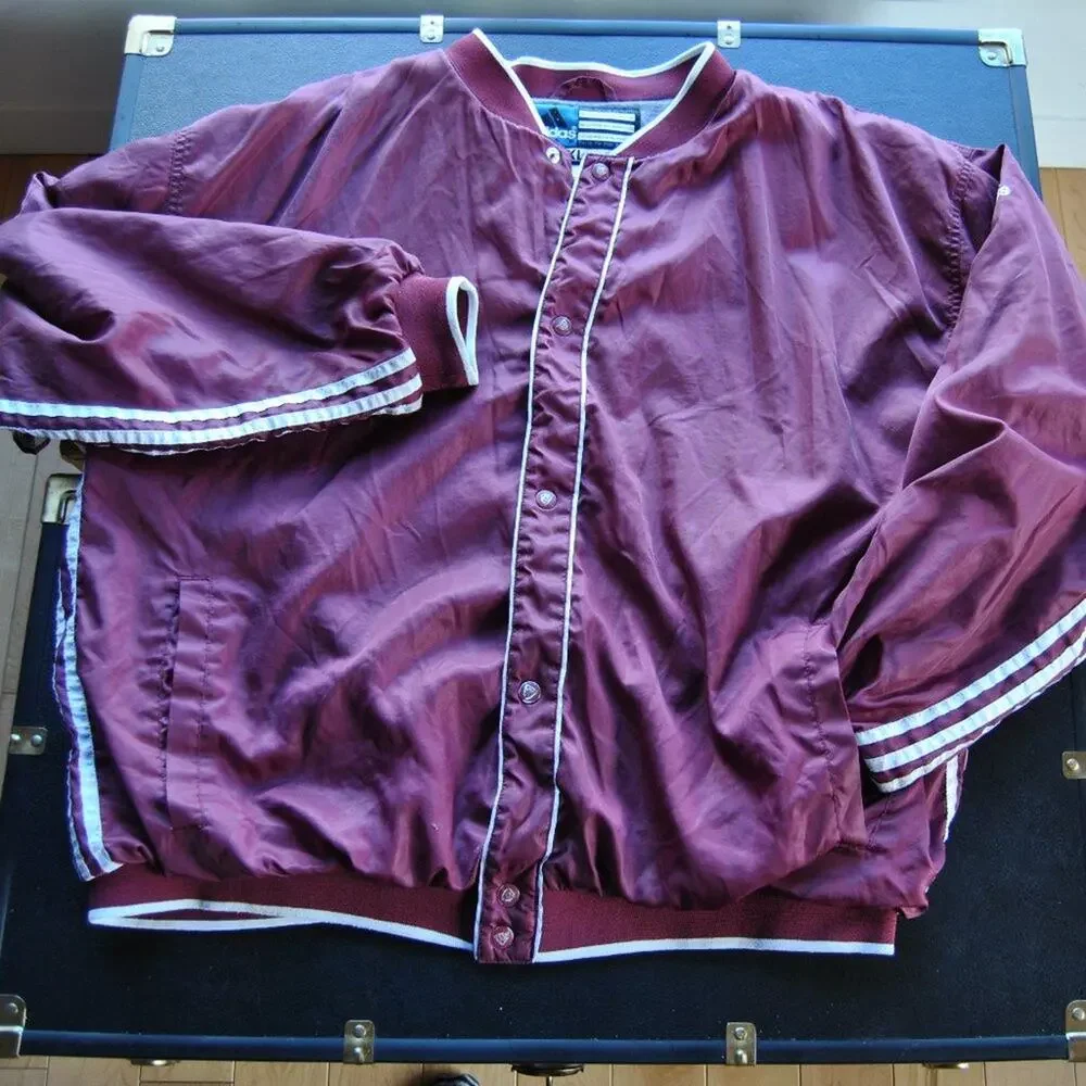Adidas Vintage Full Button up Track Jacket Maroon & White X-Large